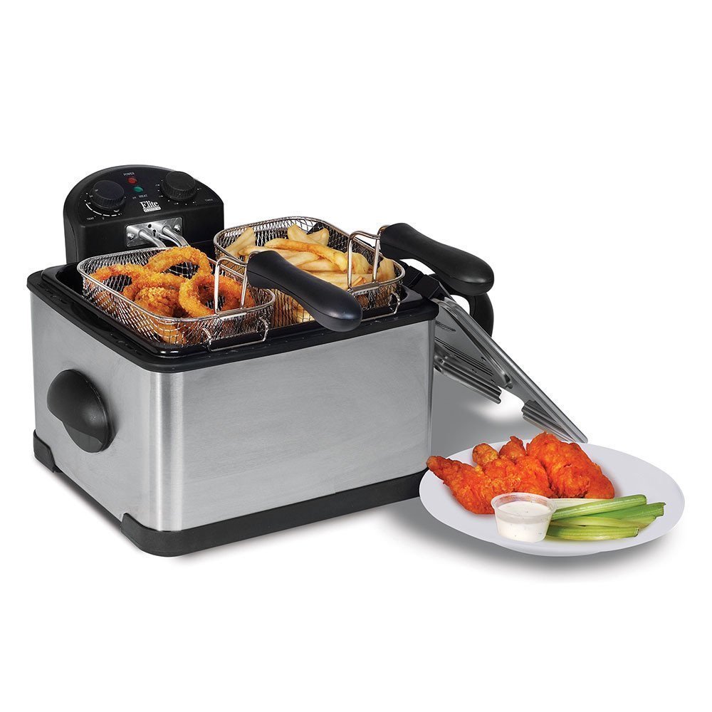 Freidoras electrica con temporizador y filtro de olor libre, 4.2L / 17-Cup / 1700 Watts / triple cesta